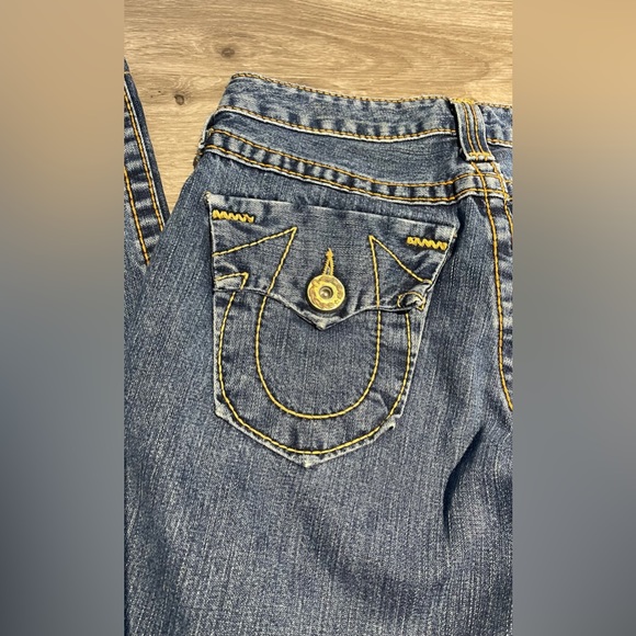 Vintage True Religion Jeans Snap Pocket Low Rise No Stretch Sz 26 Light Blue USA - Picture 3 of 12